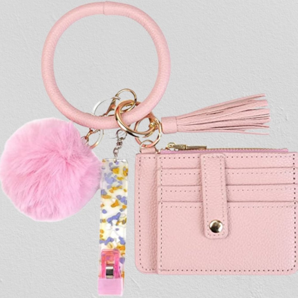 Women Credit card holder with keychain Coin purse